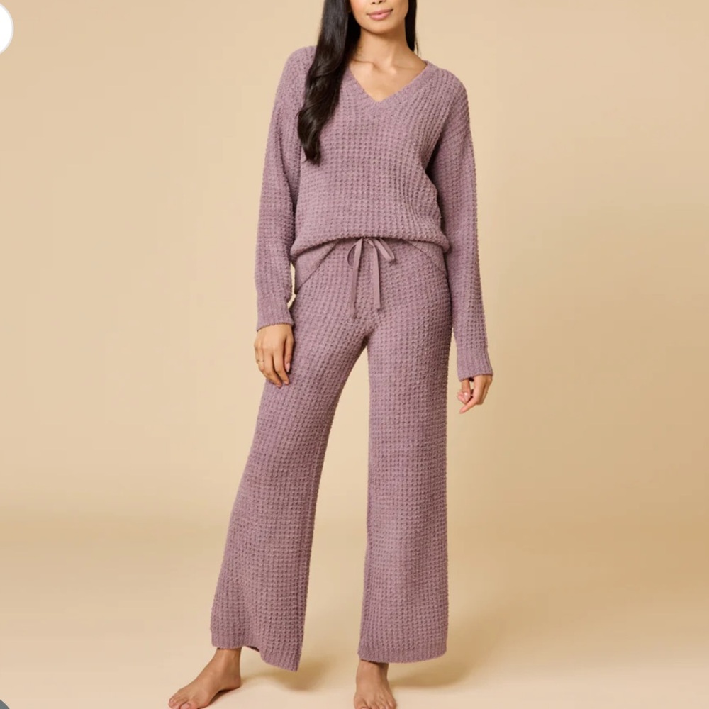 Softies Waffle Marshmallow V-Neck Luxe Lounge Set size: S